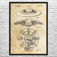 Listing image for Flying Saucer UFO Patent Wall Art: Sci-fi Gift, UFO Wall Art, Alien Spacecraft