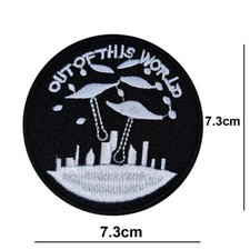 Listing image for Ufo Out Of This World Embroidered Alien Patch Iron or Sew On Badge applique logo