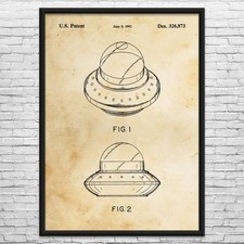 Listing image for Flying Saucer Patent Wall Art: Sci Fi Gift, Area 51 Art, Nerd Geek Gift, UFO Art
