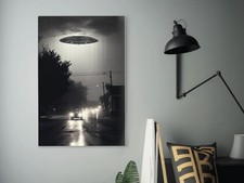 Listing image for UFO Night Encounter Dark Aesthetic Poster